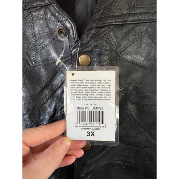 NWT Maxam Brand Leather Size 3X Black Vest - Picture 8 of 10